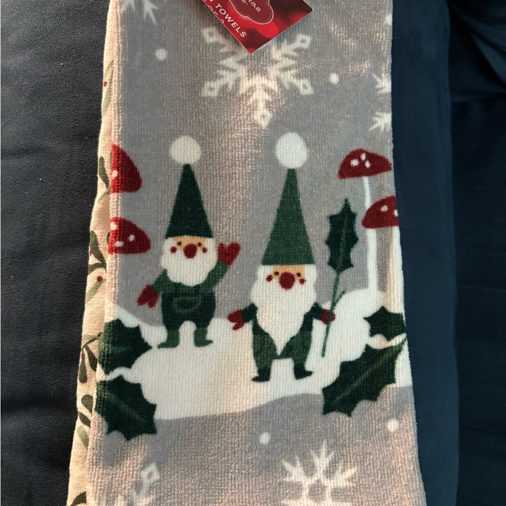 St. Nicholas Square Gray and Green Holiday Towel